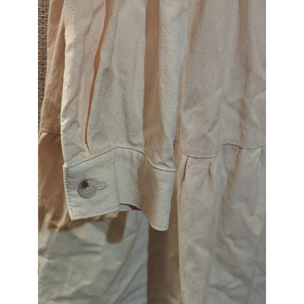 Rhythm Paradise Tiered Mini Dress Sand Beige Ramie Rayon Shirt Dress XL - Picture 5 of 6